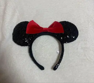 미니 귀 머리띠 블랙 레드