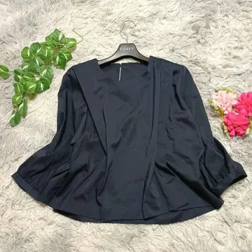 [ 나카가와 마사시치 상점 ] 네이비 긴팔 상의 린넨 혼방 무지 심플