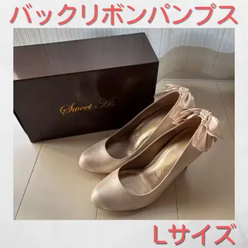 백리본 펌프스 하이힐 결혼식 파티 베이지 L 사이즈