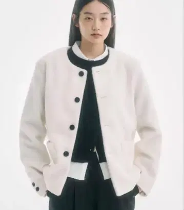 FEKETE 노카라 울 샤기 자켓 XS 사이즈