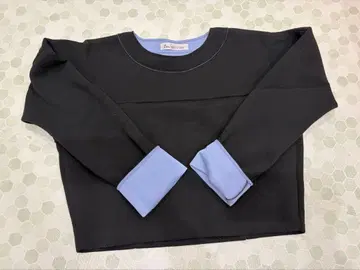 [CEN.] 센 본딩 바이컬러 맨투맨 블랙 파랑 작은 키