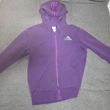 adidas 보라색 풀 집업 후드티 L 사이즈