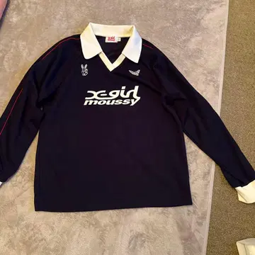 x-girl moussy/마우지 엑스걸 네이비 긴팔 피케 셔츠