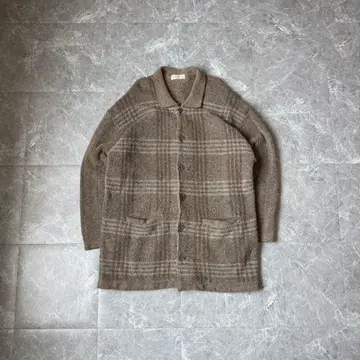 세존 드 엘 체크 무늬 니트 자켓 모헤어 혼방 구제 의류