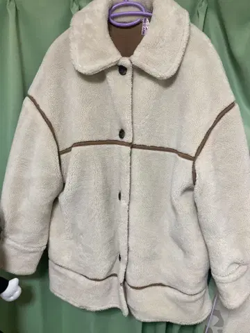 Heather 리버서블 무스탕 코트 아이보리 브라운