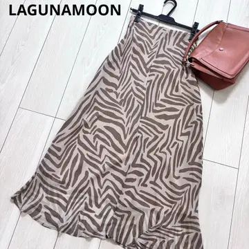 LAGUNAMOON 새상품급 쉬폰 제브라 패턴 롱 스커트 플레어 시어