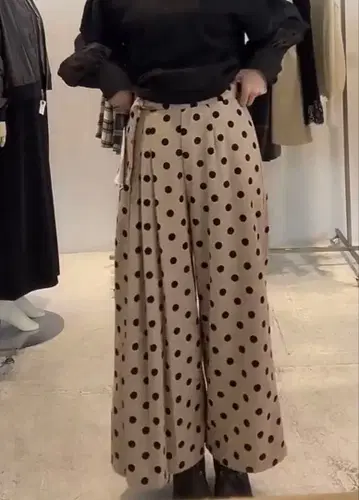 GALENA 도트 플리츠 와이드 팬츠 38 사이즈