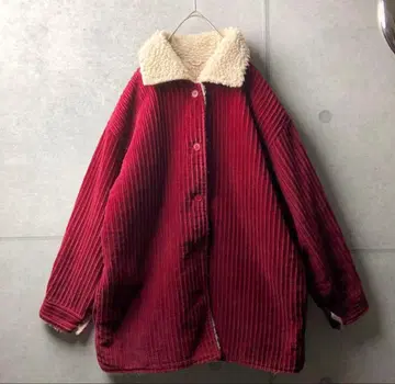 구제 의류 코듀로이 보아 자켓 빨간색 레드