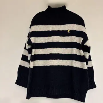 새상품급 스나이델 스누피 자수 긴팔 니트 스웨터 네이비 클리닝 완료