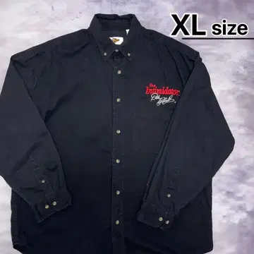 USA 구제 의류 코튼 셔츠 XL 블랙 검정 자수 로고 긴팔 NASCAR
