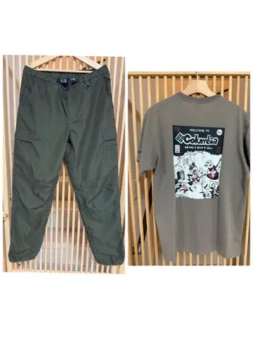컬럼비아 롱 팬츠&T셔츠 사이즈 L