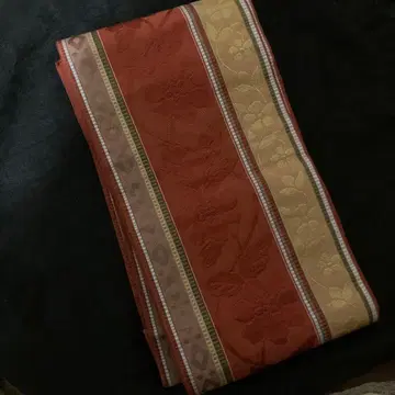 치쿠젠 원조 하카타오리 순수 실크 하나칸도 반폭 오비 (증지 부착)