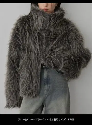 블루종 [nui nullu] 스탠드 카라 볼륨 퍼 숏 블루종