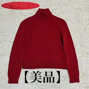 ETRO 새상품급 로고 자수 터틀넥 하이넥 니트 빨간색