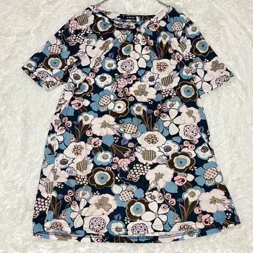 M366 [앳홈] 꽃무늬 셔츠 반팔 티셔츠 개더 스트레치성