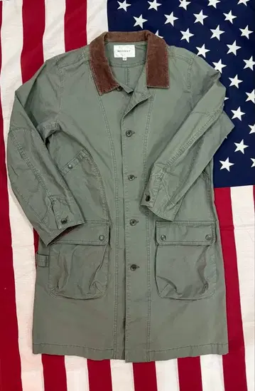 올리브 그린 밀리터리 자켓 코듀로이 옷깃