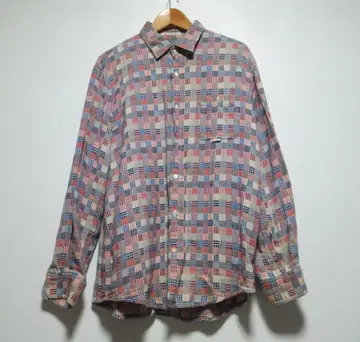 PAPAS 파파스 크레이지 패턴 긴팔 셔츠 체크 셔츠 남성용 L