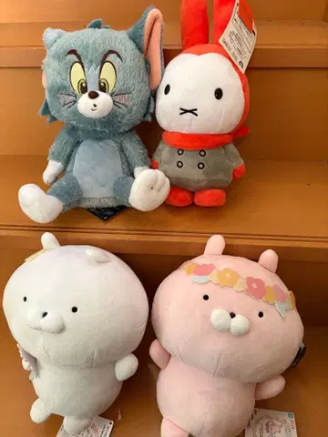 봉제 인형 4개 묶음 판매 톰과 제리 미피 / 우사마루 경품