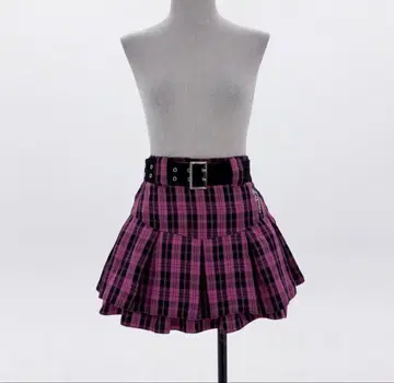 더스트 데빌 핑크와 블랙 체크 팬츠 체크 스커트