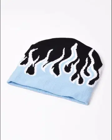 불꽃 무늬 니트 모자 비니 파이어 패턴 스트릿 y2k