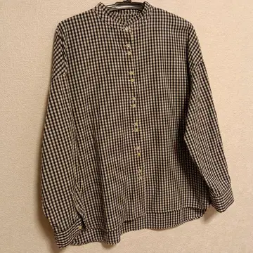 팰리시 체크 무늬 셔츠 일본제 네이비 계열 x 화이트