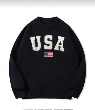 USA 성조기 니트 스웨터 블랙