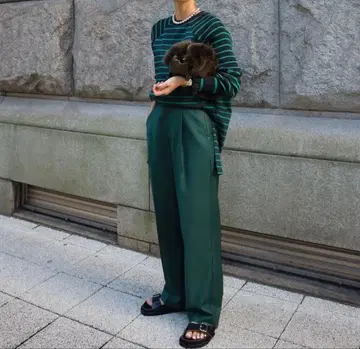 MACHATT 마차트 친츠 스트레이트 팬츠 그린