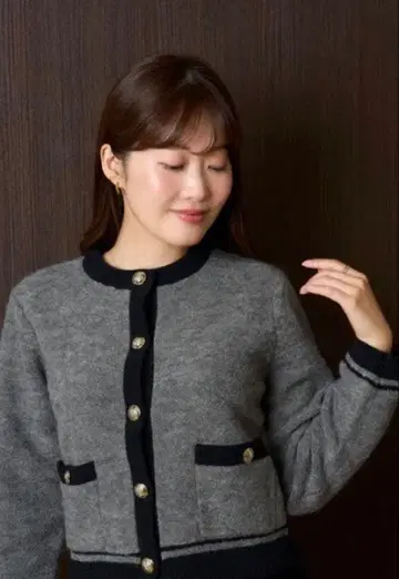 herlipto Boucle Bicolor Knit Jacket gray