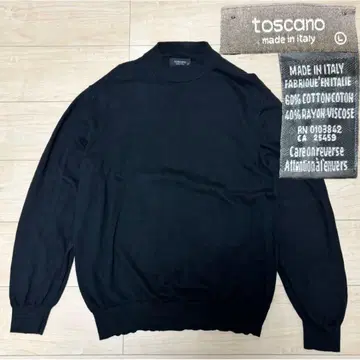 이탈리아제 toscano 니트 스웨터 모크넥 스웨터 블랙