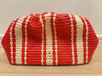 빨간색과 화이트 스트라이프 숄더백