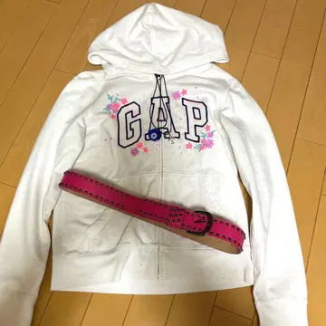 GAP 화이트 꽃무늬 지퍼 후드티