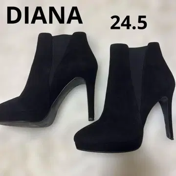 새상품급 DIANA 사이드 고어 스웨이드 숏부츠 실키 24.5cm 블랙
