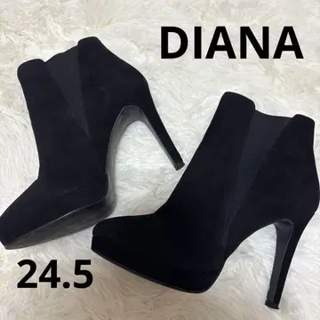 새상품급 DIANA 사이드 고어 스웨이드 숏부츠 실키 24.5cm 블랙
