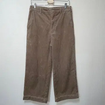 속기모 방풍 축열 코듀로이 와이드 팬츠 허리밴딩 캐주얼 LL