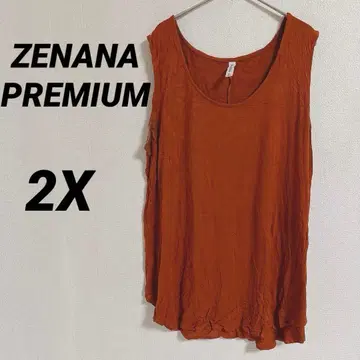 ZENANA PREMIUM [ 2X ] 슬리브리스 T셔츠 오렌지