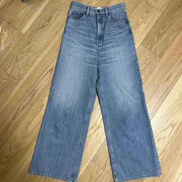 미라 오웬 하이웨스트 와이드 데님 팬츠 라이트 블루 와이드 레그 0