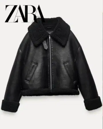 ZARA 페이크 무스탕 보아 더블 페이스 가죽 자켓 XS