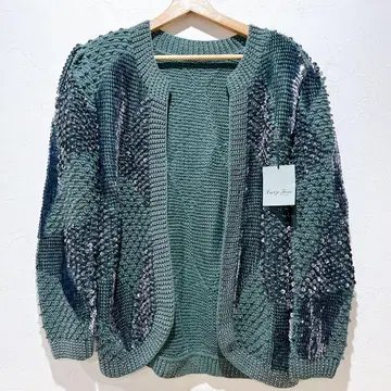 [택 포함 미사용 새상품] 여성용 비쥬 비즈 가디건 그린