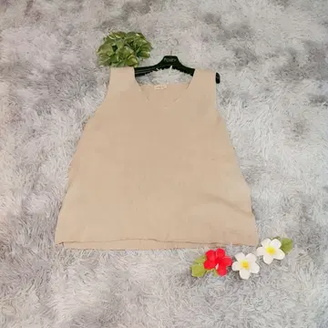 [Samansa Mood] 니트 베스트 V넥 베이지 무지 (F)