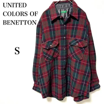 베네통 긴팔 체크 셔츠 이탈리아제 S 사이즈