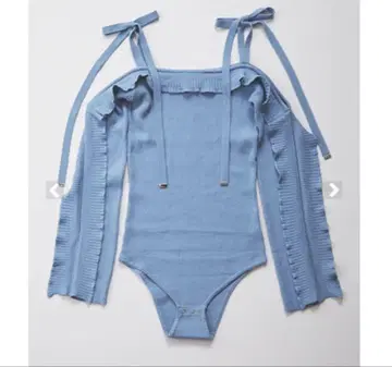 리본 오프숄더 긴팔 상의