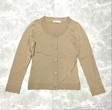 새상품급 M-PREMIER 엠프리미어 노카라 가디건 베이지 38