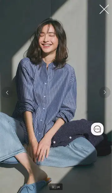 두클라쎄 스트라이프 디자인 긴팔 셔츠 네이비