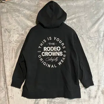 RODEO CROWNS 풀오버 후드티 자수 블랙 오버 사이즈