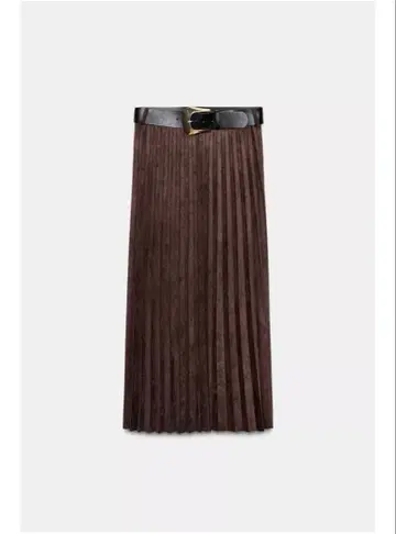 스웨이드풍 플리츠 브라운 스커트