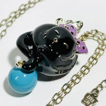 [새상품급] ANNA SUI 안나수이 검은 고양이 나비 목걸이 파란 구슬