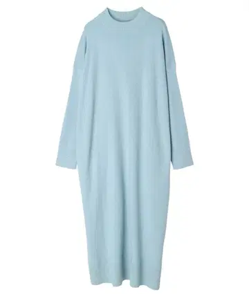 라이트 블루 니트 롱 원피스 긴팔 면 100%