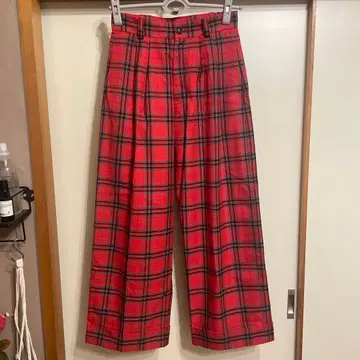 bulle de savon 체크 와이드 팬츠