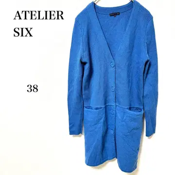 아틀리에식스 V넥 롱 가디건 리브 니트 패치 포켓 포함 38