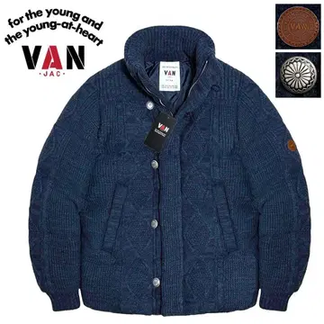 새상품 4.6만 VAN JAC 와펜 케이블 니트 다운 자켓 M